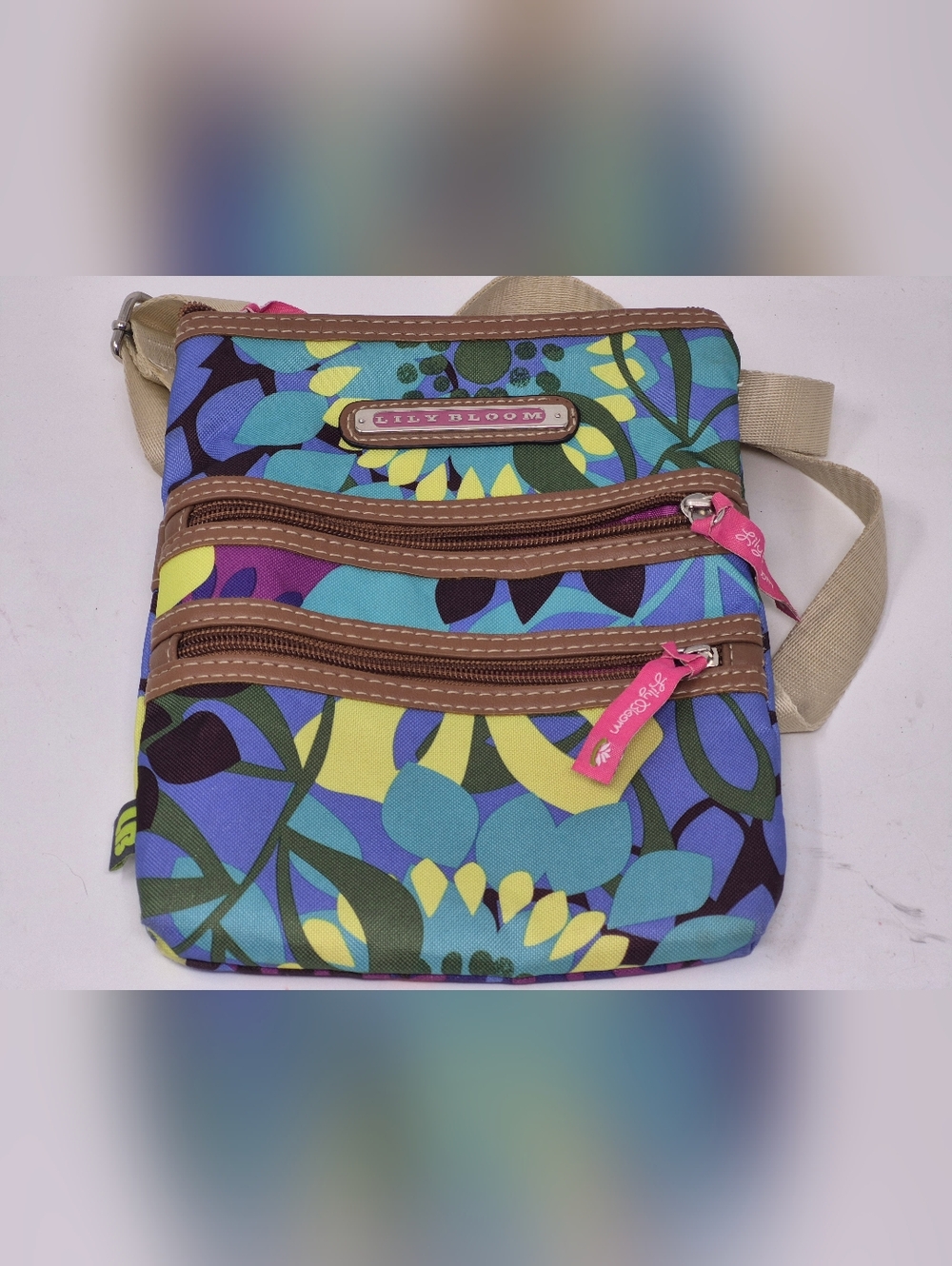 Lily Bloom Floral Crossbody Bag in Blue, Green & Purple